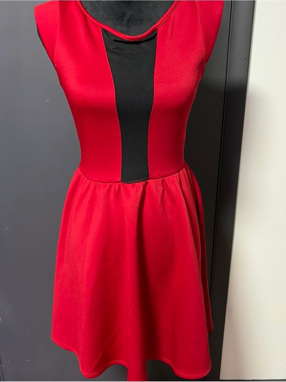 Charlotte Russe Red Dress with Black mesh Center Panel